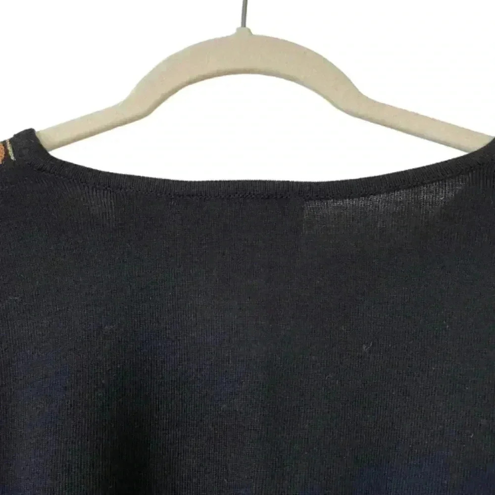 Carole Little Beaded Black Sweater Tunic Dress Size Medium Vintage Long Sleeves - Picture 7 of 9